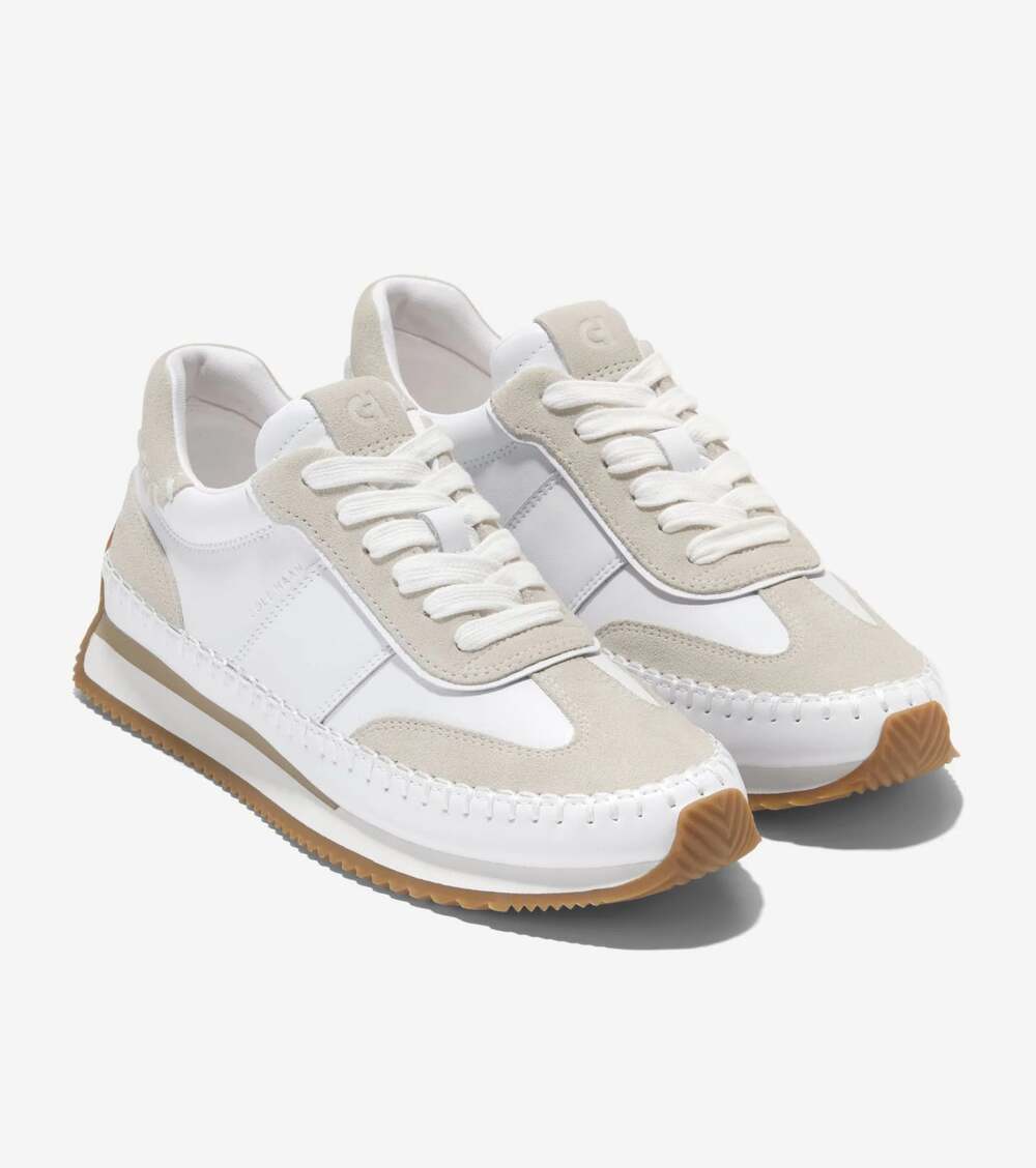 Cole Haan Womens Grandpro Premier Runners Size 7 White Silver Casual Sneaker NIB